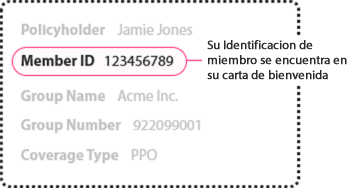 Su Identificacion de miembro se encuentra en su carta de bienvenida.